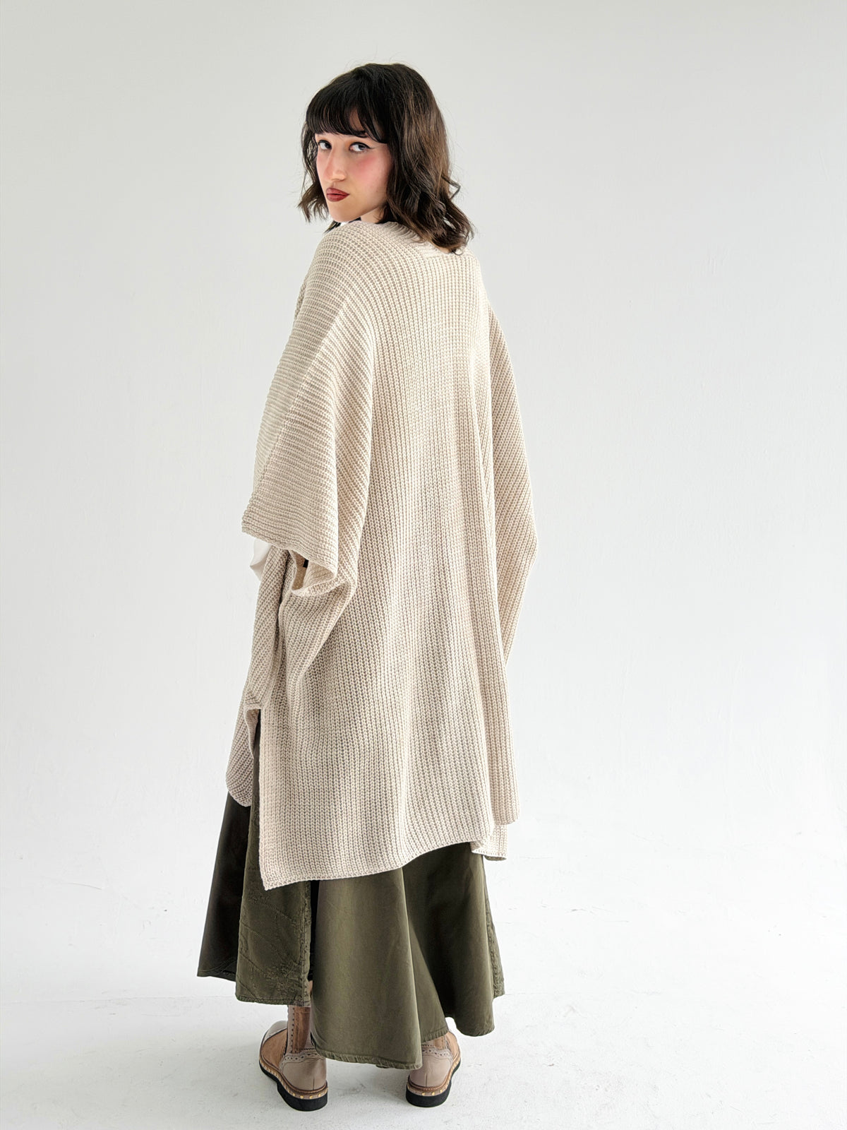 Warm Hug Poncho In Beige
