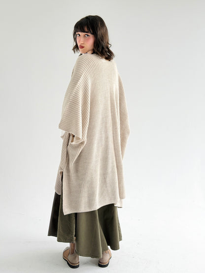 Warm Hug Poncho In Beige