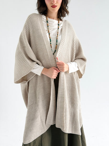 Warm Hug Poncho In Beige