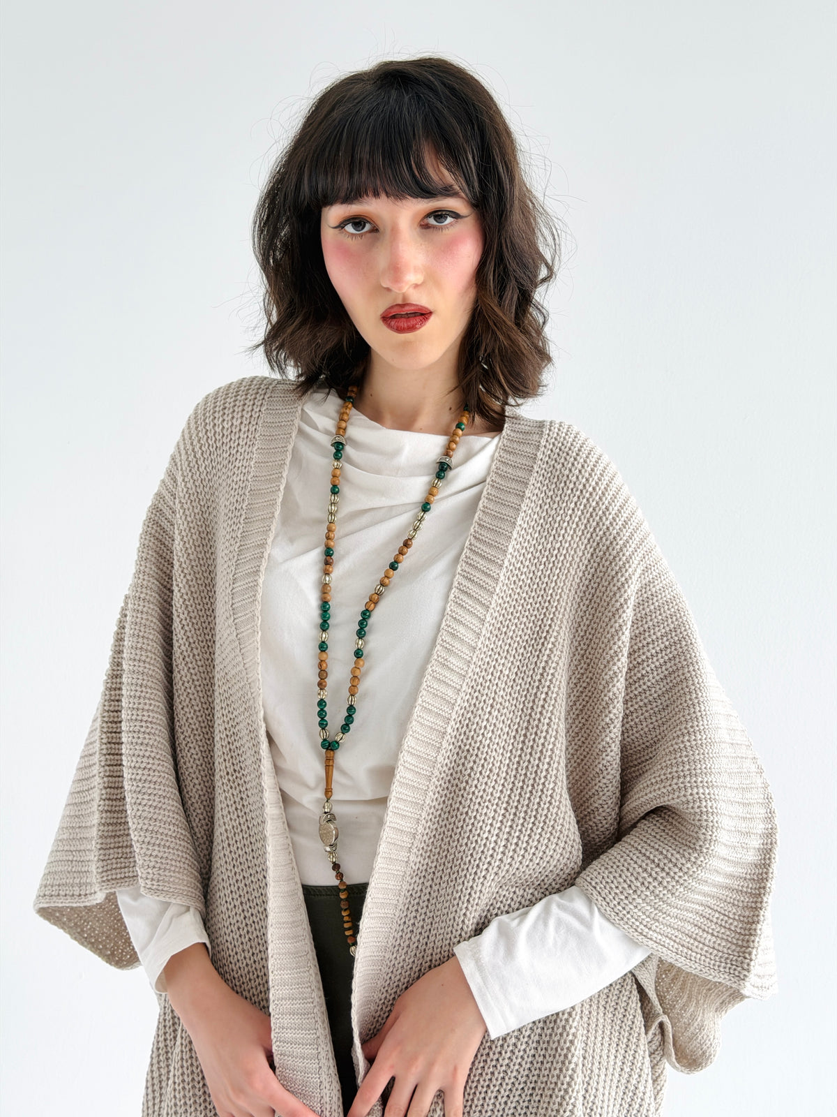 Warm Hug Poncho In Beige