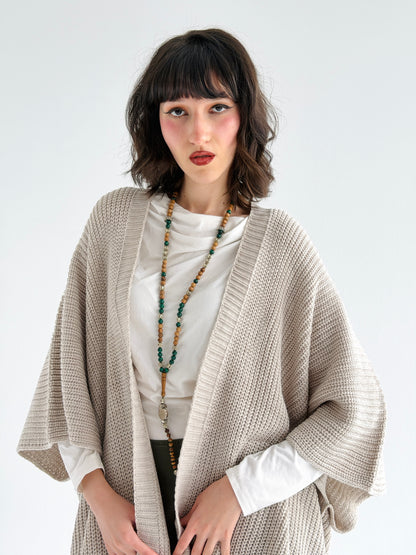 Warm Hug Poncho In Beige