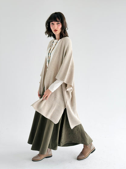 Warm Hug Poncho In Beige