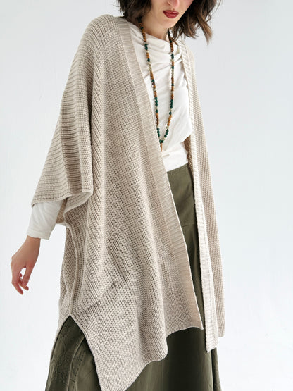 Warm Hug Poncho In Beige