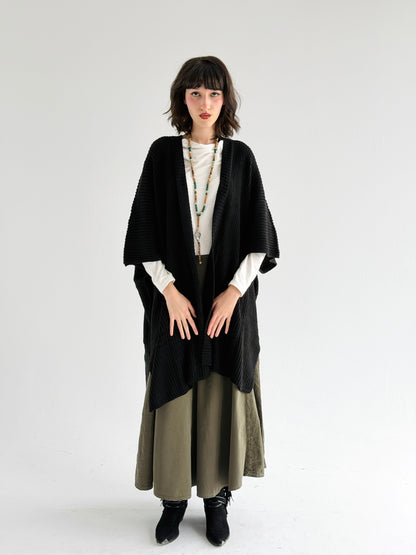Warm Hug Poncho In Black