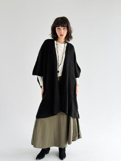 Warm Hug Poncho In Black