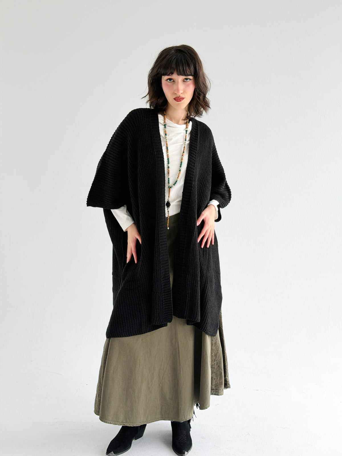 Warm Hug Poncho In Black