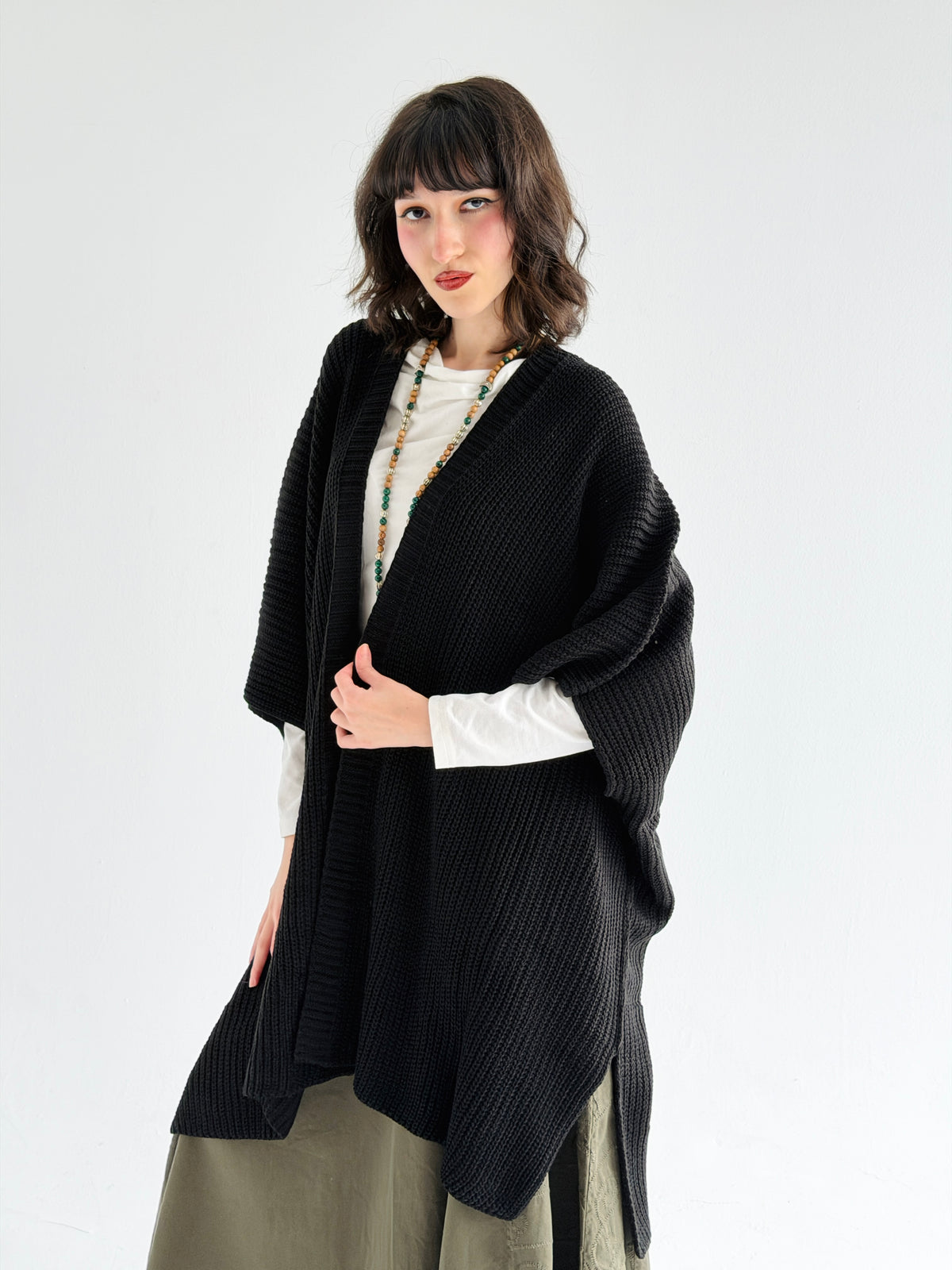 Warm Hug Poncho In Black