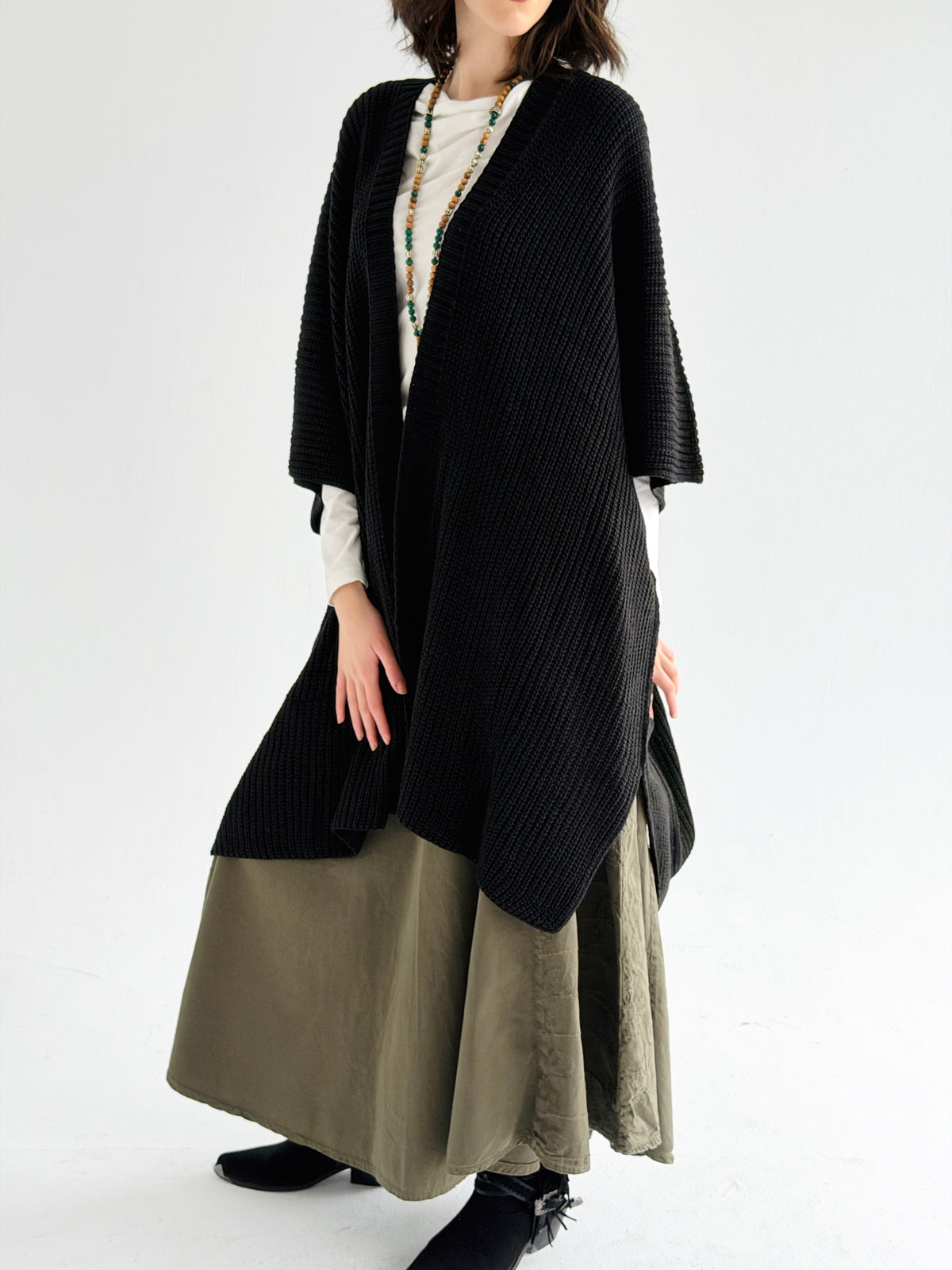 Warm Hug Poncho In Black