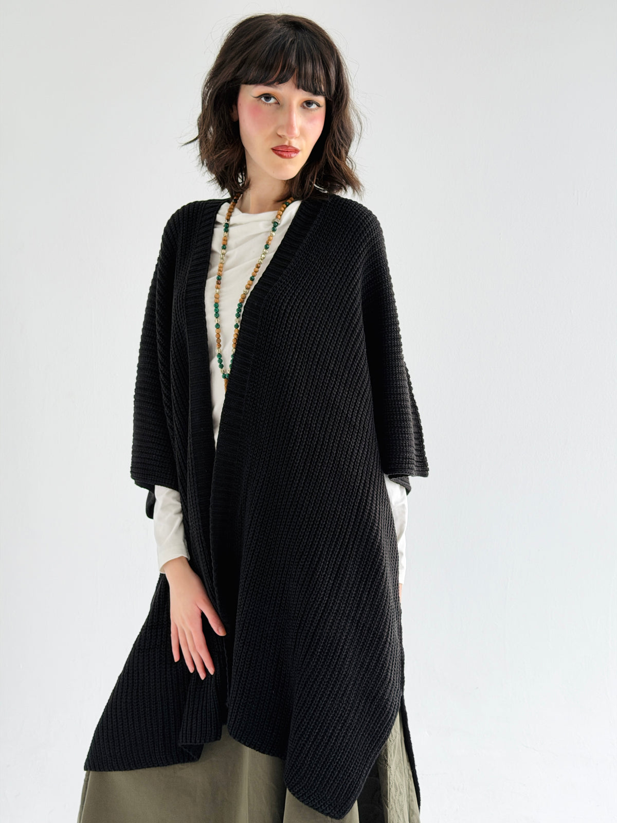 Warm Hug Poncho In Black