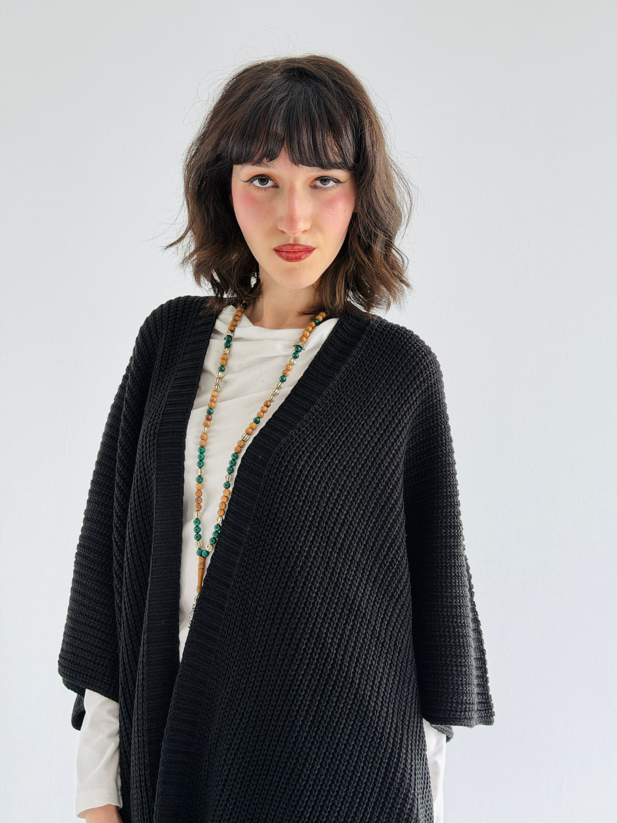 Warm Hug Poncho In Black