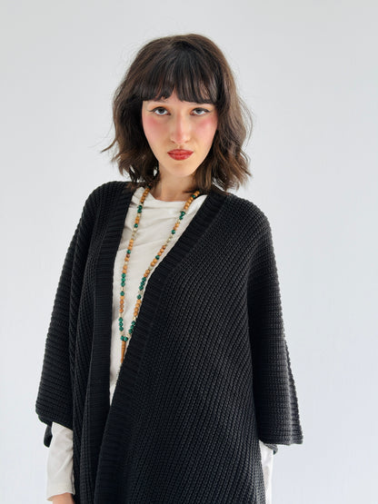 Warm Hug Poncho In Black