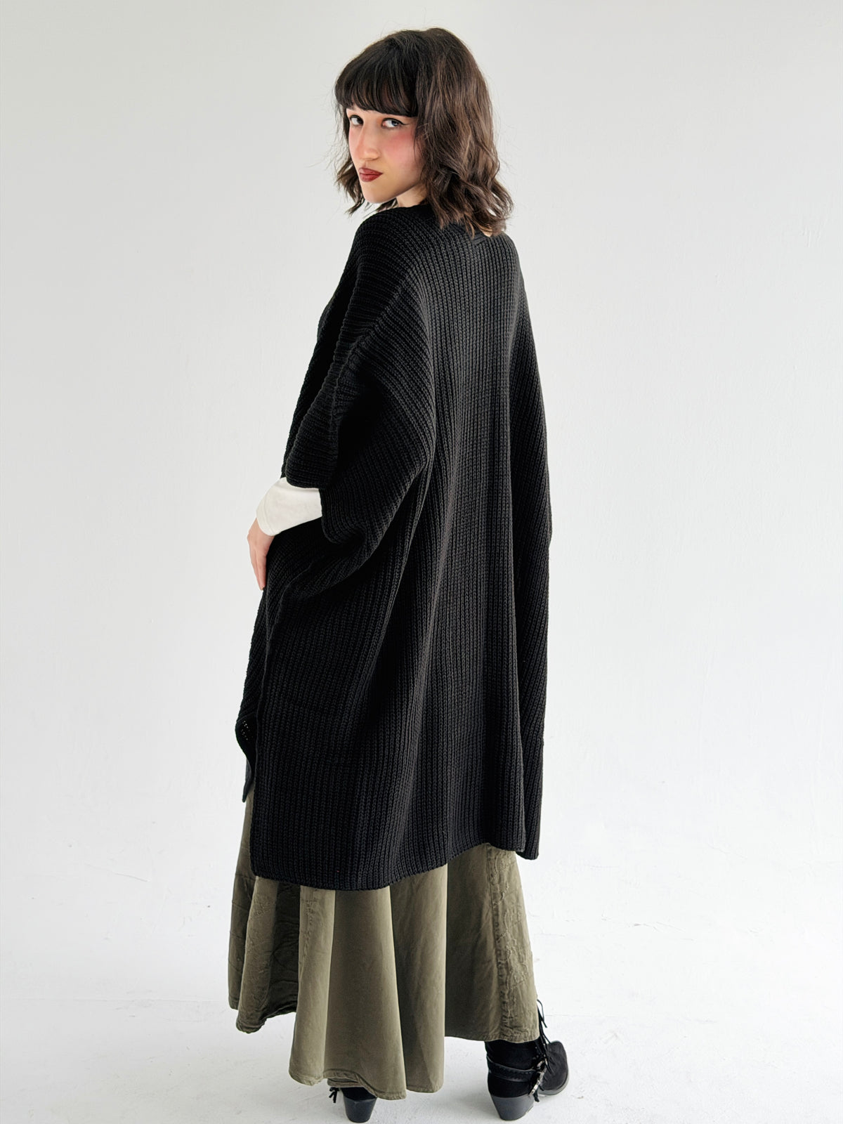 Warm Hug Poncho In Black
