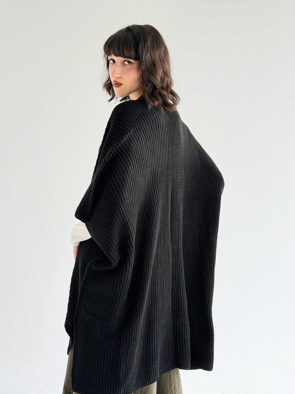 Warm Hug Poncho In Black