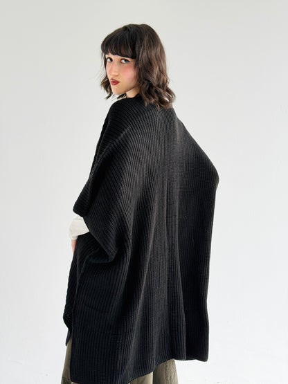 Warm Hug Poncho In Black