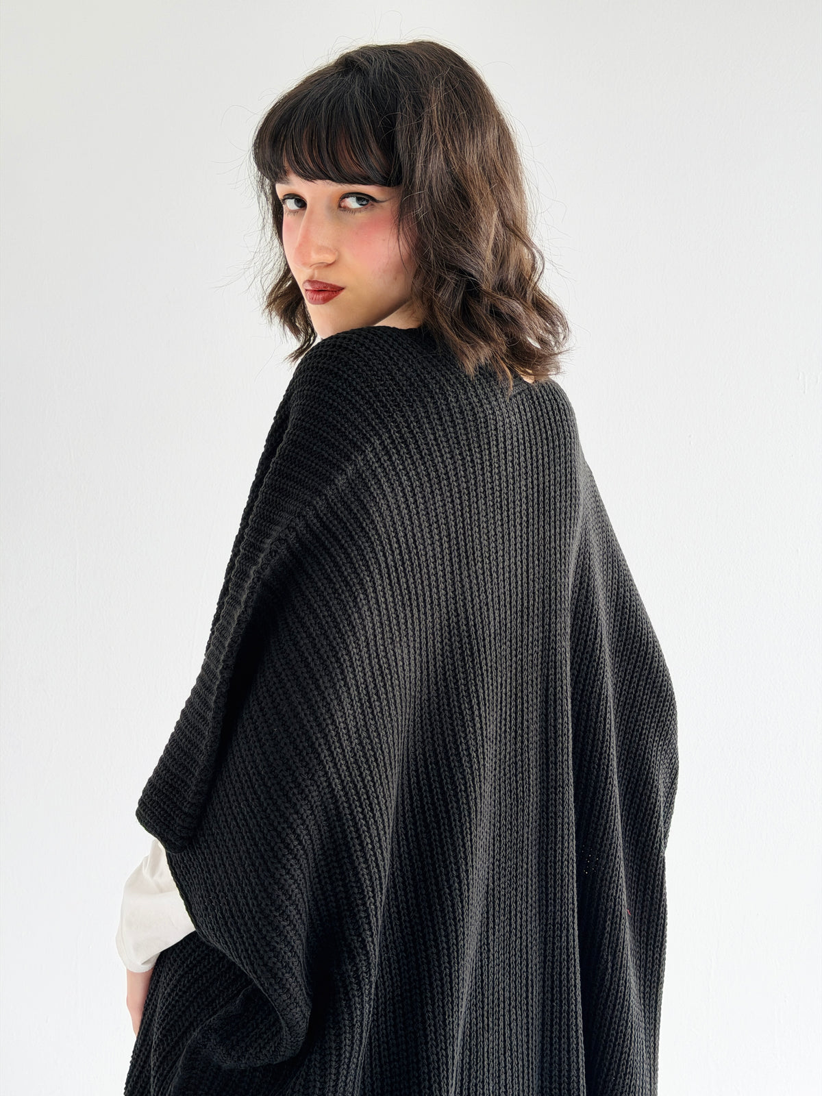 Warm Hug Poncho In Black