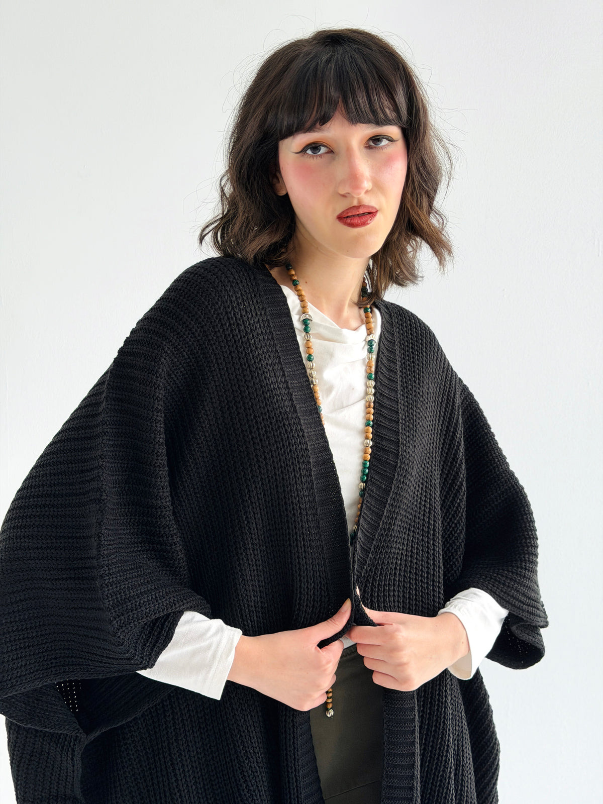Warm Hug Poncho In Black