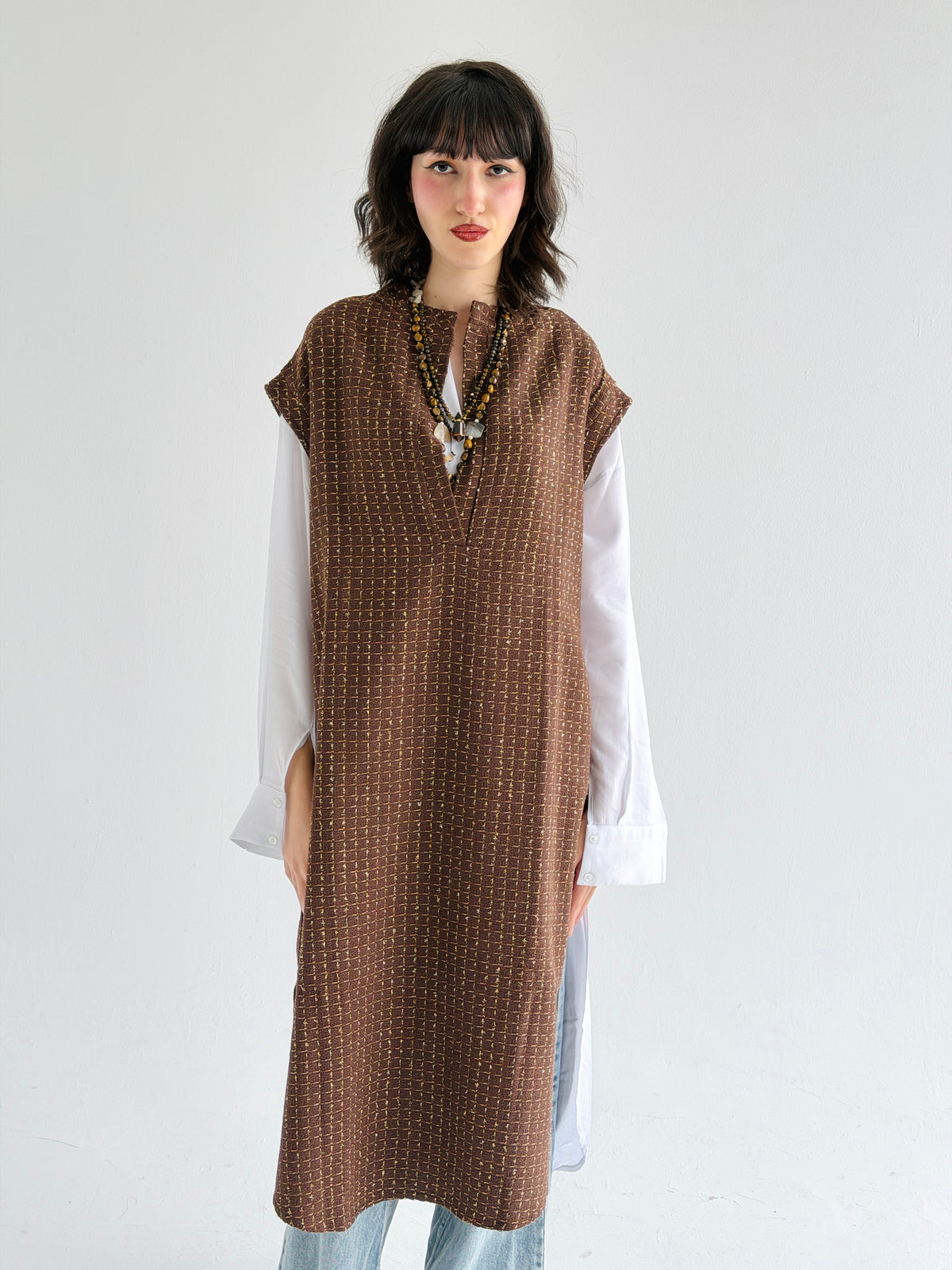 Diva Long Vest In Brown