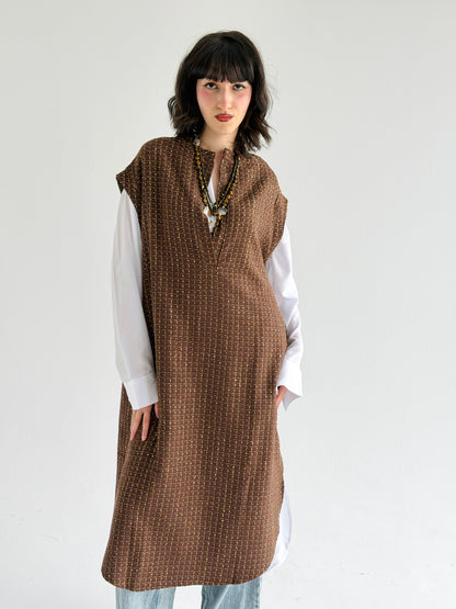 Diva Long Vest In Brown
