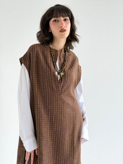 Diva Long Vest In Brown