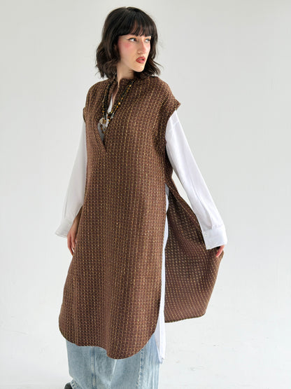 Diva Long Vest In Brown