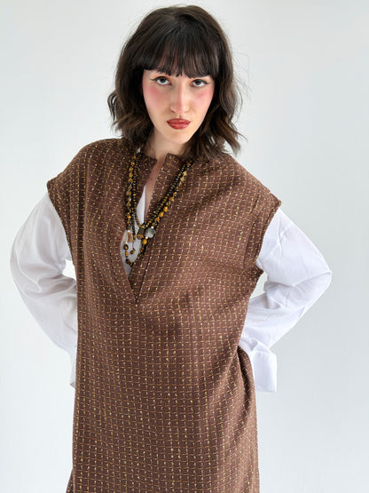 Diva Long Vest In Brown
