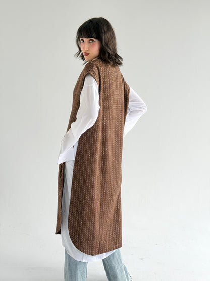 Diva Long Vest In Brown