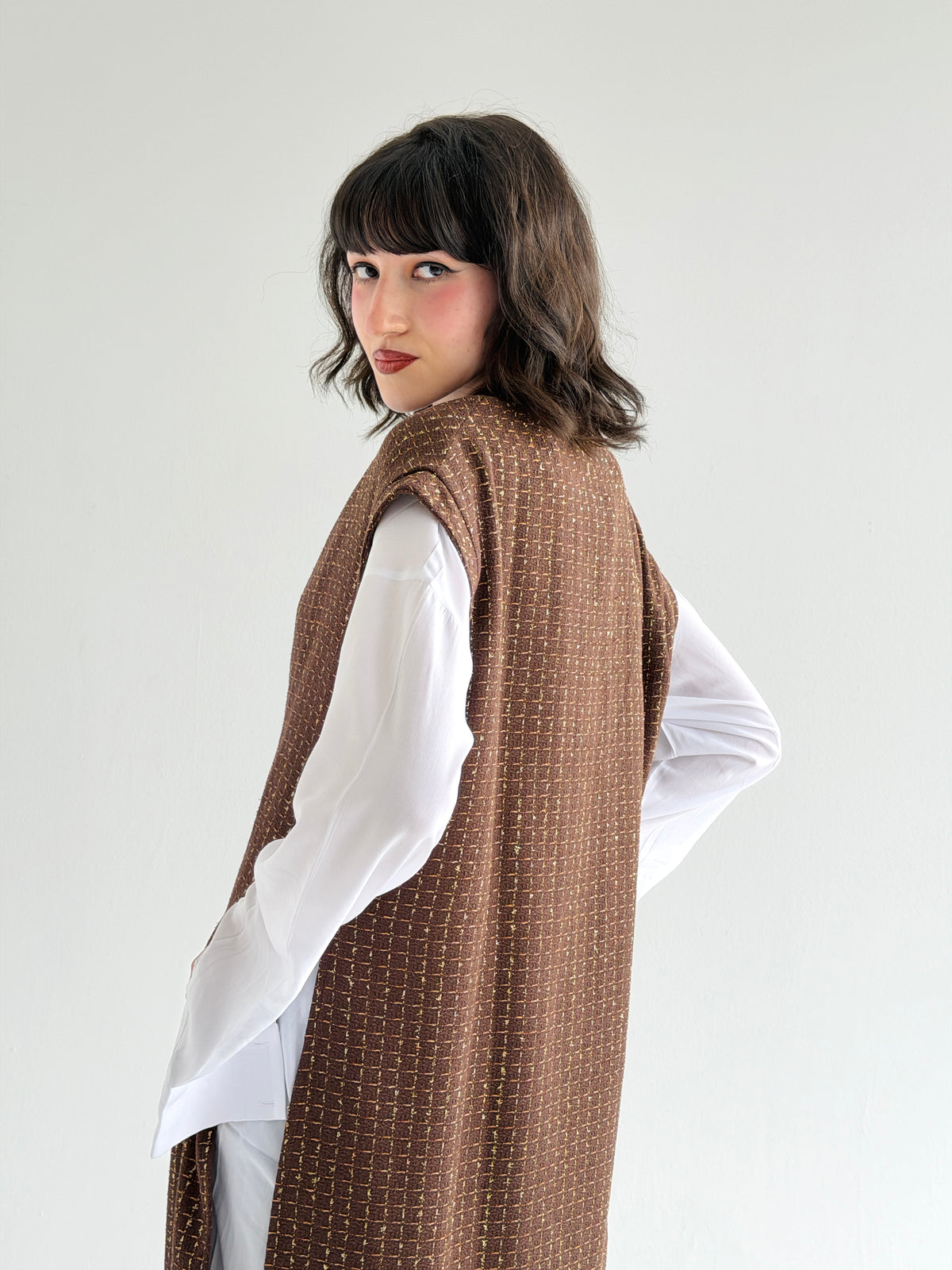 Diva Long Vest In Brown