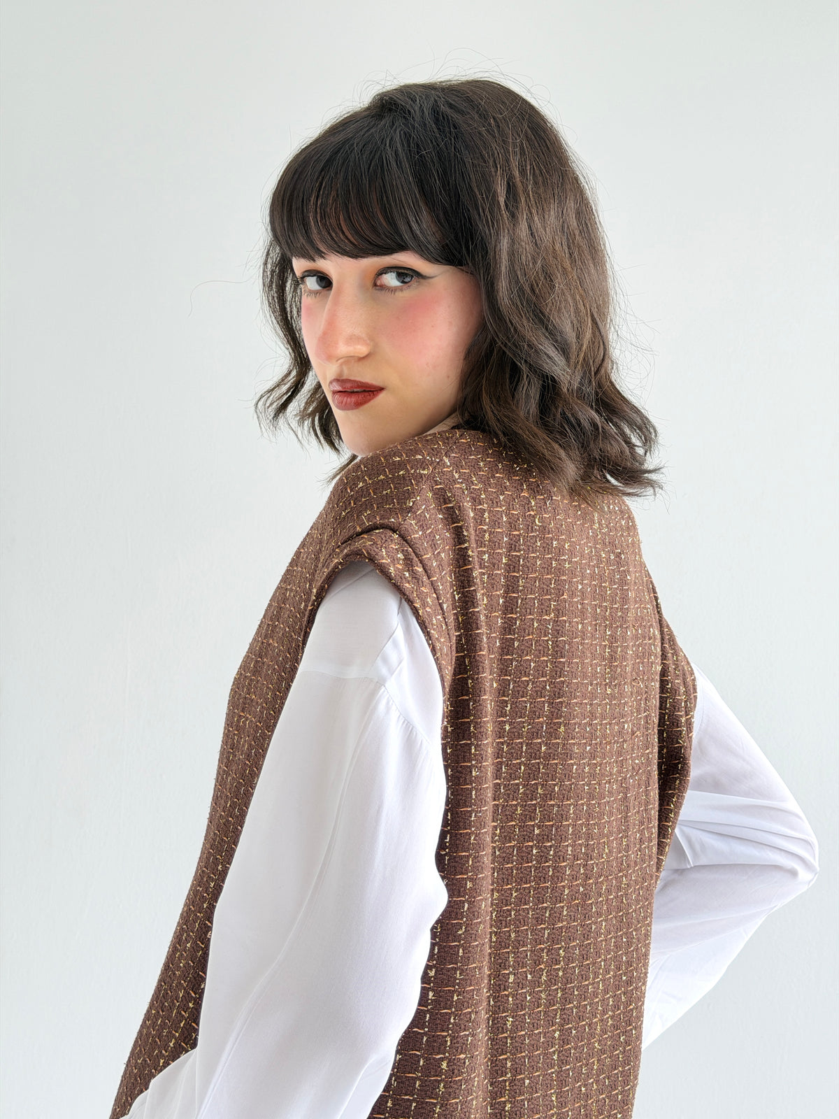 Diva Long Vest In Brown