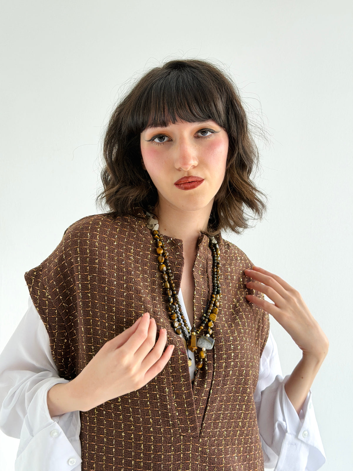 Diva Long Vest In Brown