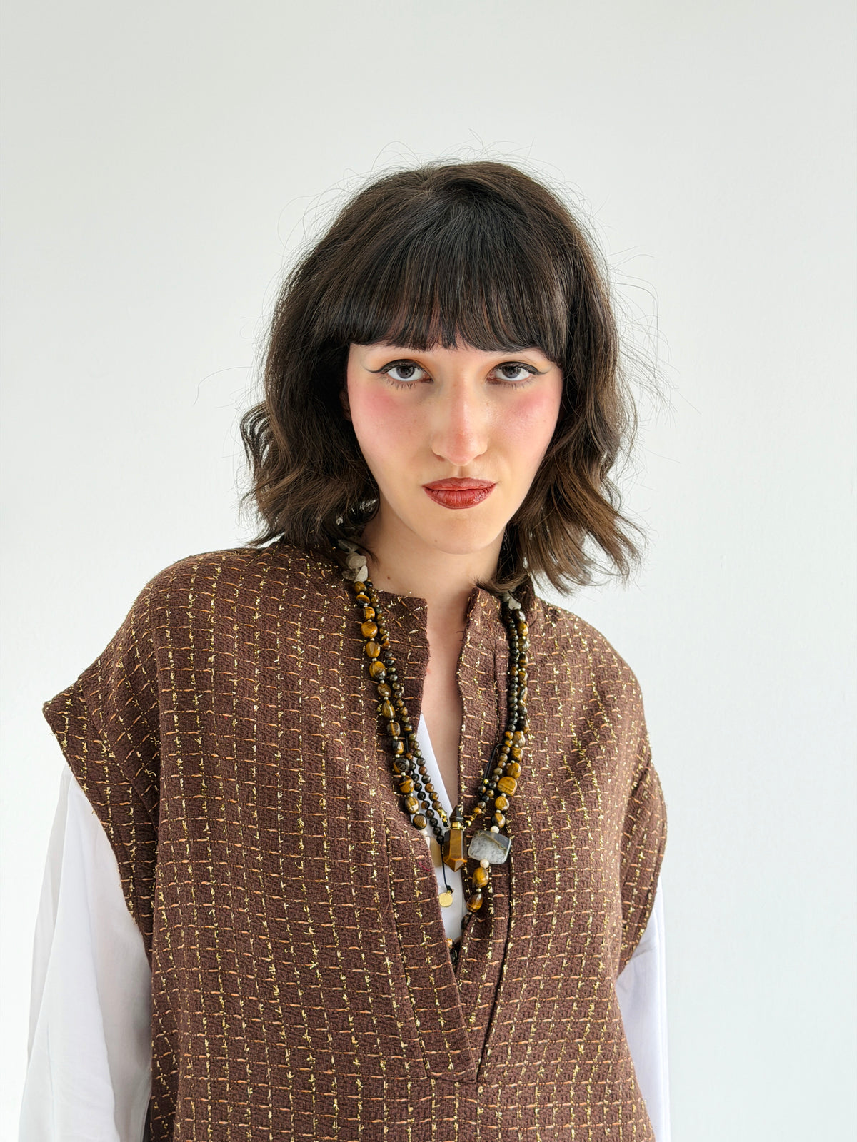 Diva Long Vest In Brown