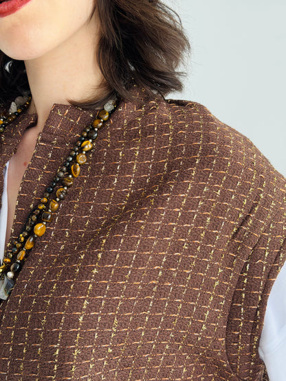 Diva Long Vest In Brown
