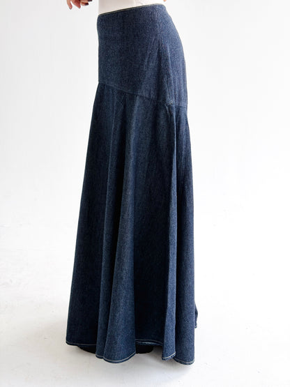 Denim Flow Skirt In Blue