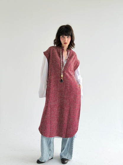 Diva Long Vest In Maroon