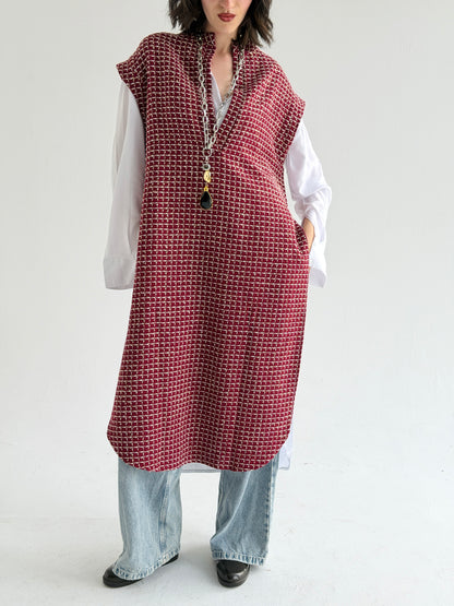 Diva Long Vest In Maroon
