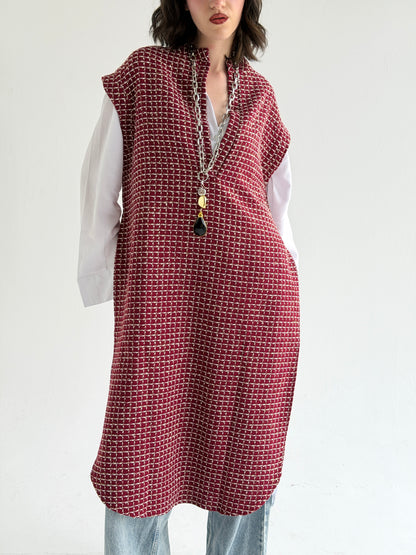 Diva Long Vest In Maroon