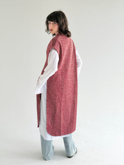 Diva Long Vest In Maroon