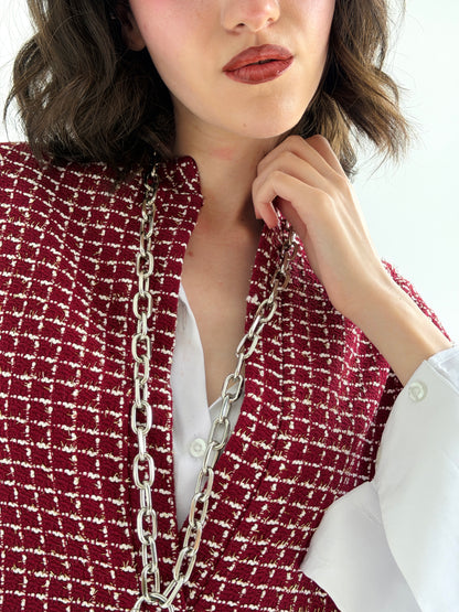 Diva Long Vest In Maroon
