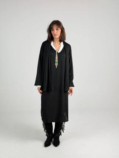 Scarf Flow Dress -Black