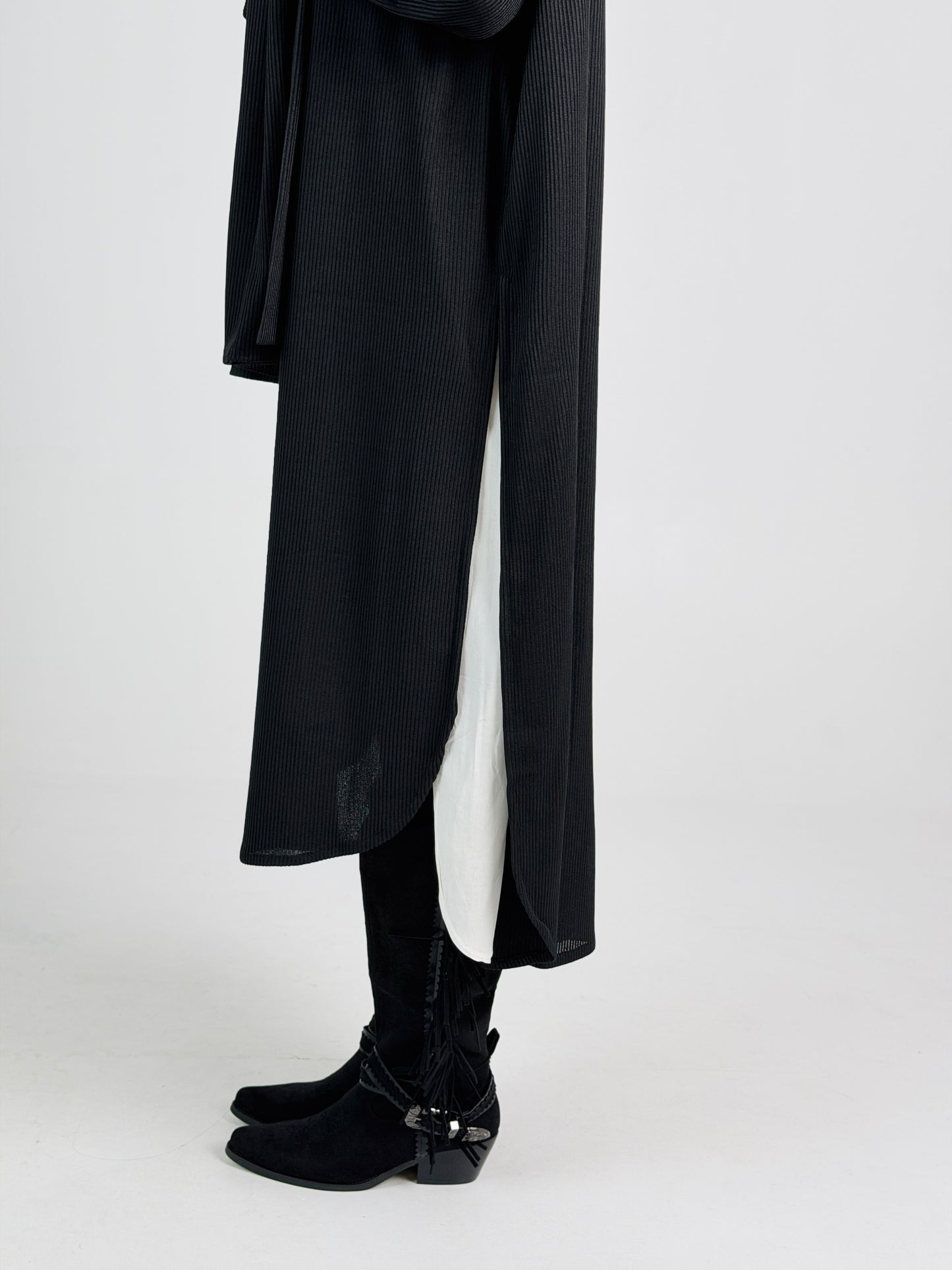 Scarf Flow Dress -Black