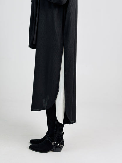 Scarf Flow Dress -Black