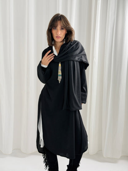 Scarf Flow Dress -Black