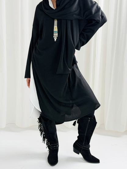 Scarf Flow Dress -Black