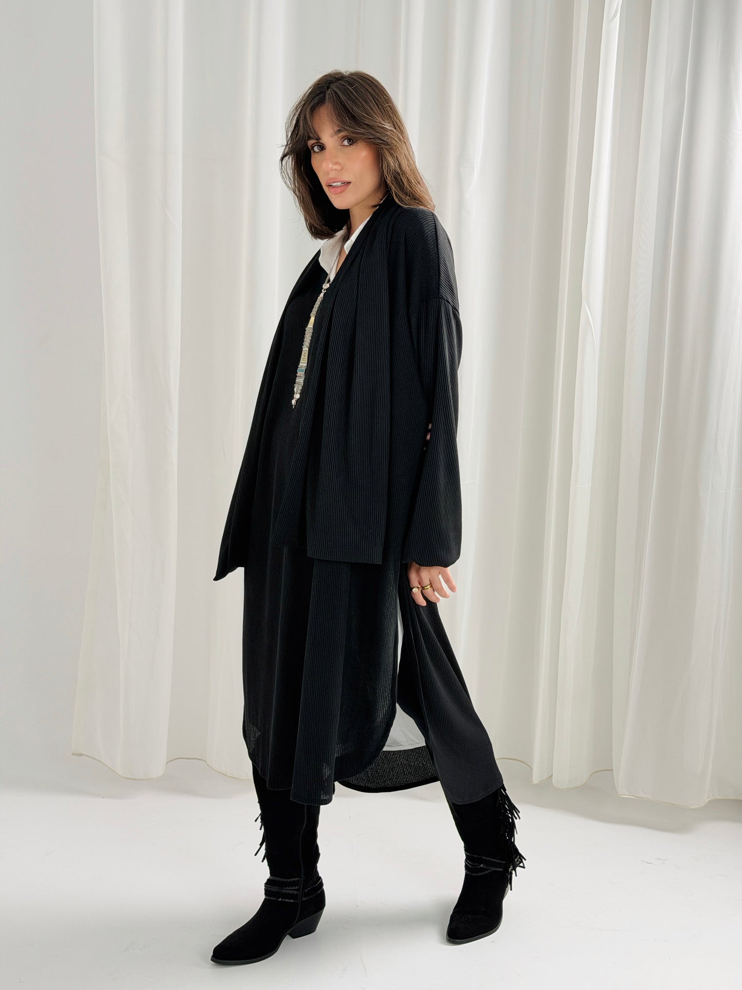 Scarf Flow Dress -Black