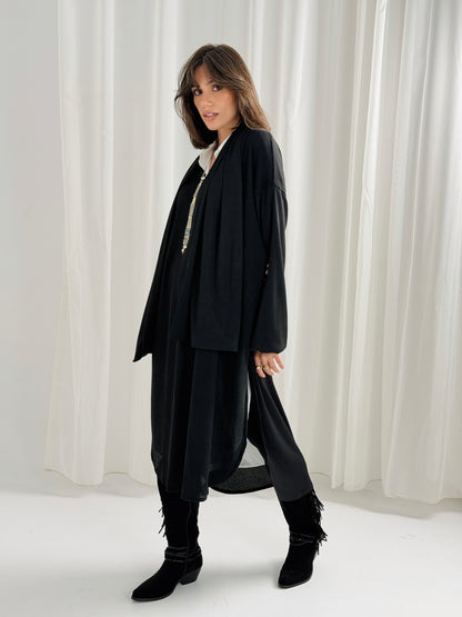 Scarf Flow Dress -Black