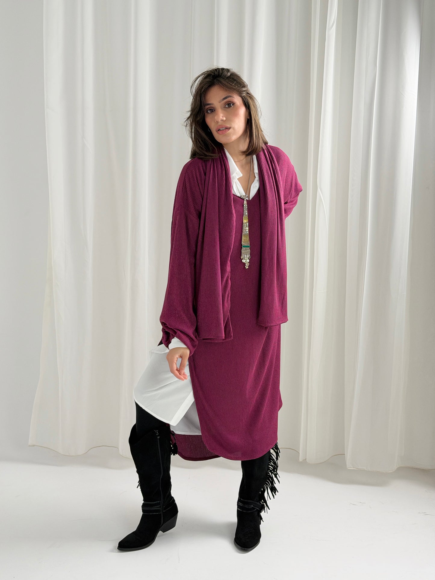 Scarf Flow Dress -Violet