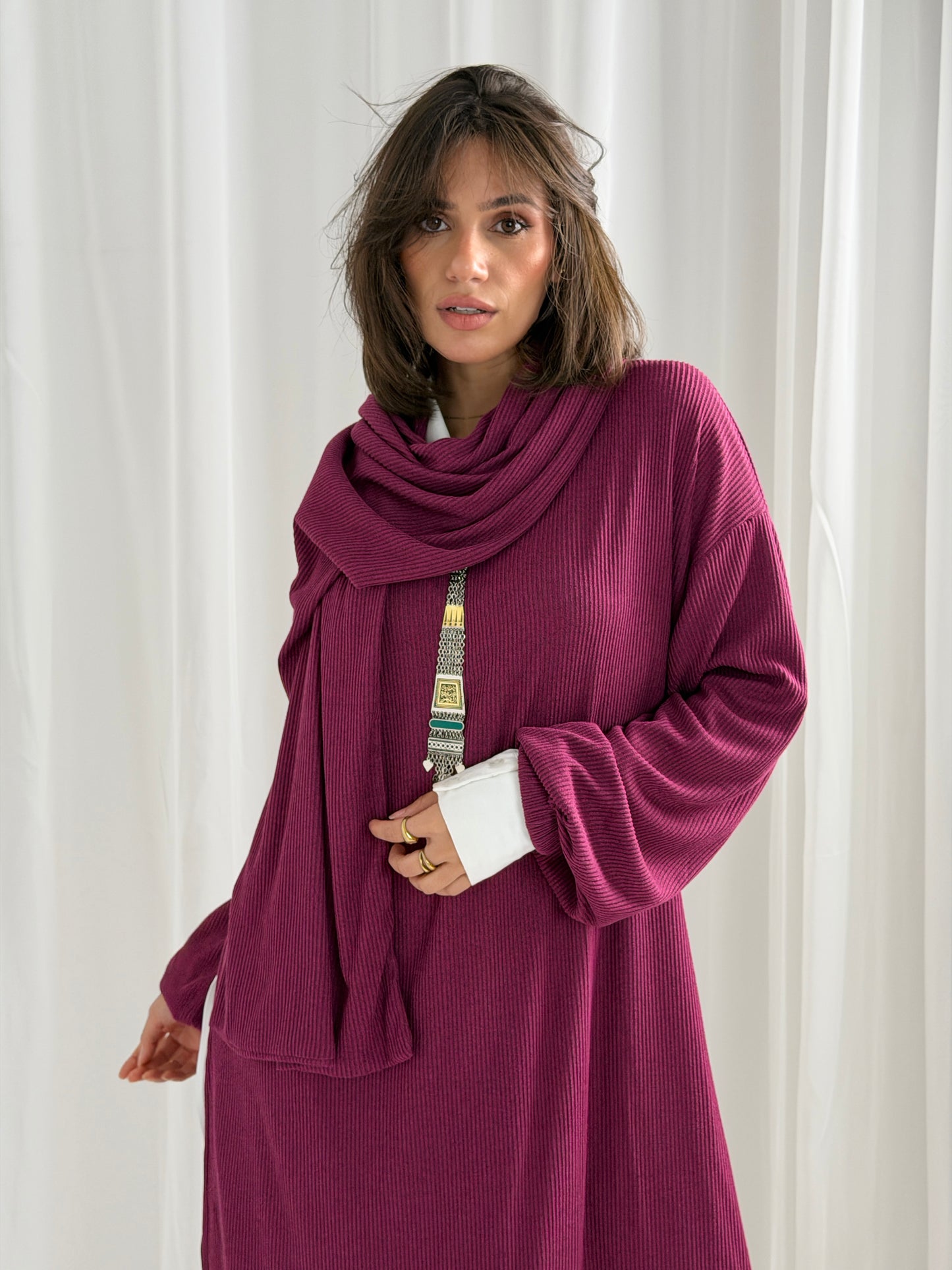 Scarf Flow Dress -Violet