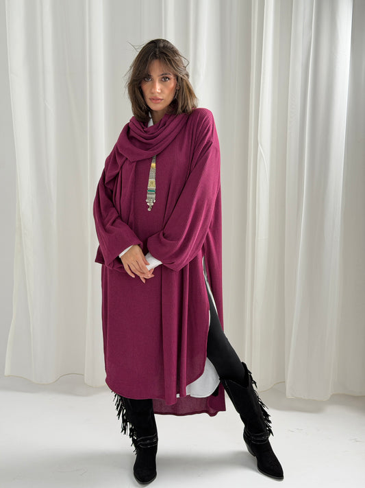 Scarf Flow Dress -Violet
