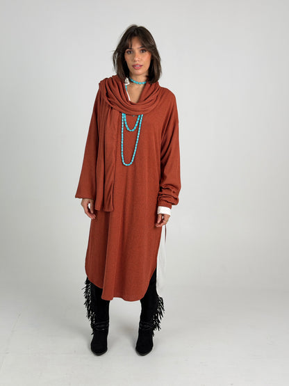 Scarf Flow Dress -Havana Brown