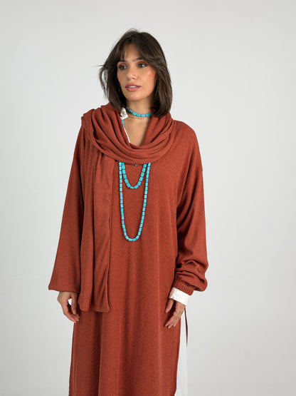 Scarf Flow Dress -Havana Brown