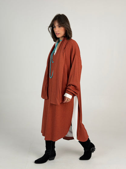 Scarf Flow Dress -Havana Brown